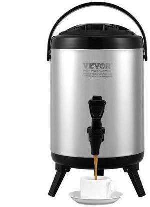 VEVOR Stainless Steel Insulated Beverage Dispenser, 1.5 Gallon 6 Liter, Thermal Hot and Cold Drink Server Dispenser with Spigot Handle, Food-grade for Hot Tea Coffee Water Restaurant Drink Shop