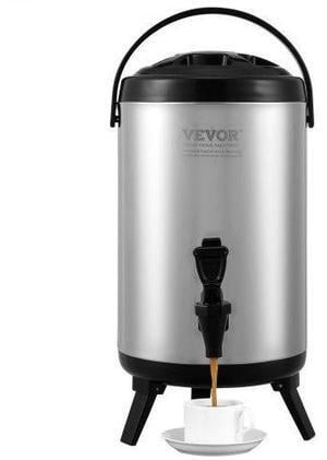 VEVOR Stainless Steel Insulated Beverage Dispenser, 2 Gallon 7.6 Liter, Thermal Hot and Cold Drink Server Dispenser with Spigot Handle, Food-grade for Hot Tea Coffee Water Restaurant Drink Shop