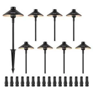 VEVOR 8 Pack Low Voltage Landscape Path Lights, 3W 210LM 12V-24VAC/DC Outdoor LED Pathway Lighting, 3000K Warm White Walkway Lights with Quick Connectors, IP66 Waterproof for Yard Garden Sidewalk