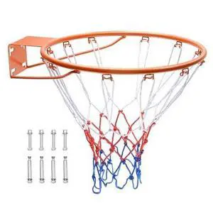 VEVOR Basketball Rim, Wall Door Mounted Basketball Hoop, Heavy Duty Q235 Basketball Flex Rim Goal Replacement with Net, Standard 18" Indoor and Outdoor Hanging Basketball Hoop for Kids Adults