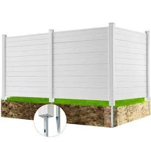 VEVOR Outdoor Privacy Screens, 50" W x 50" H Air Conditioner Fence, Pool Equipment Enclosure, Horizontal Vinyl Privacy Fence, Perfect to Enclose Trash Can and A/C Units (3-Panel)