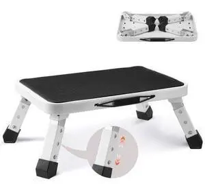 VEVOR Step Stool 1-Step 330lbs Capacity, Folding Steel Step Ladder 3 Adjustable Height, Portable Toddler Step Stools for Adults, Non-Slip Sturdy Step Ladders for Office, RVs, Pets, Bathrooms,Bedrooms