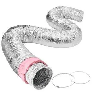 VEVOR Dryer Vent Hose, 8'' Insulated Flexible Duct 25FT Long with 2 Duct Clamps, Heavy-Duty Three Layer Protection for HVAC Heating Cooling Ventilation and Exhaust, R-6.0 Flame Resistance Value