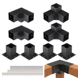 VEVOR Pergola Bracket Kit 4''x4'', 8pcs 3-Way Heavy Duty Corner Bracket Woodworks DIY Post Base Kit, Easy Installation Wooden Beams for Gazebos, Patio Pergolas, Log Cabin Outdoor Pergola Hardware