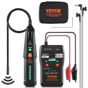 VEVOR Underground Cable Locator, 6.5 FT Max. Detection Depth, Wire Tracer Break Detector Finder with Earphone, 3280 FT Max.Detection Length Cable Tester for Pet Fence Buried Sprinkler Valve Irrigation
