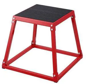 VEVOR Plyometric Jump Box, 18 Inch Plyo Box, Steel Plyometric Platform and Jumping Agility Box, Anti-Slip Fitness Exercise Step Up Box for Home Gym Training, Conditioning Strength Training, Red