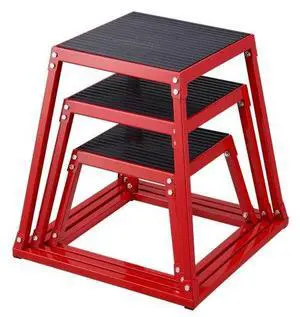 VEVOR Plyometric Jump Boxes, 12/18/24 Inch Plyo Box, Platform and Jumping Agility Box, Anti-Slip Fitness Exercise Step Up Box Set for Home Gym Training, Conditioning Strength Training, Red