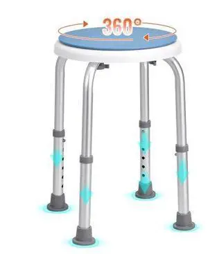 VEVOR Shower Chair for Inside Shower, 360 Degree Swivel Shower Seat, Adjustable Height Shower Stool, Non-Slip Bench Bathtub Seat Stool for Elderly Disabled Adults Handicap, 300 lbs Capacity
