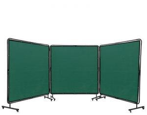 VEVOR Welding Screen with Frame, 6' x 6' 3 Panel Welding Curtain Screens, Flame-Resistant Vinyl Welding Protection Screen on 12 Swivel Wheels (6 Lockable), Moveable & Professional for Workshop, Green