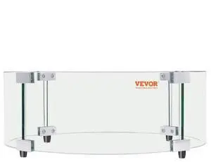VEVOR Fire Pit Wind Guard, 29 x 8 inch Round Glass Flame Shield, 0.24-Inch Thick Fire Table Accessory, Clear Tempered Glass Flame Guard for Propane, Gas, Outdoor, Patio, Backyard