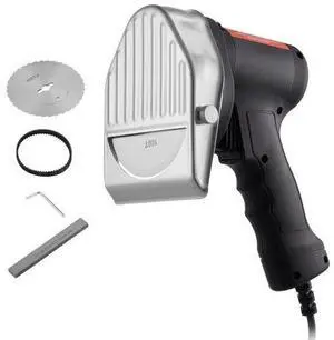 VEVOR Electric Shawarma Knife, 80W Professional Turkish Kebab Knife, Commercial Stainless Steel Gyro Cutter, Doner Kebab Meat Slicer with 2 Blades, 4"/100mm Blade Diameter, 0-8mm Adjustable Thickness