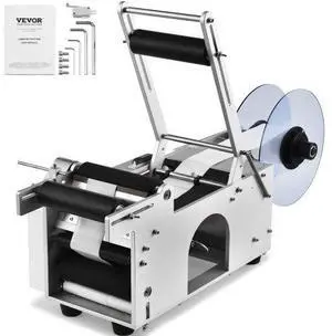 VEVOR Semi-Automatic Round Labeling Machine, 20-50pcs/min, Electric Bottle Label Applicator for Round Bottles, Round Bottle Labeler Suitable for Bottle Diameter 0.78-4.72 inches (with Pressing Bar)