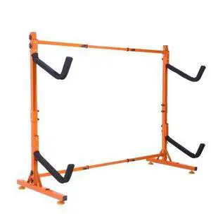 VEVOR Freestanding Kayak Storage Rack, Kayak Stand for 2 Kayak Canoe Paddleboard, Heavy-duty Steel Kayak Hanger Holder with Padded Arms and Adjustable Width, 175LBS Max Load, for Indoor Outdoor Garage