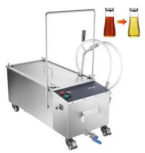 VEVOR Mobile Fryer Filter, 55L Oil Tank Capacity, Oil Filtration System with 10 L/min Oil Filtration Speed, Mobile Frying Oil Filtering System with Swivel Wheels, Oil Hose for Restaurant Burger Stores