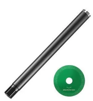 VEVOR Core Drill Bit, 2" Wet Diamond Core Drill Bits, 14" Drilling Depth Concrete Core Drill Bit with Saw Blade, 1-1/4"-7 Inner Thread, Laser Welding, Diamond Wet Coring Bit for Concrete Brick