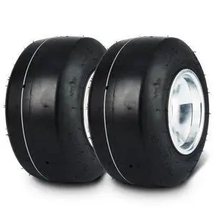 VEVOR Go Kart Tires and Rims, 10x4.5-5" Go Kart Wheels, 2-Pack Front Wheels, Aluminum Alloy Rims and Rubber Tires, Hub-Rim Fit Bolt Pattern 1.57 inch with 3 Bolt Holes, Replacement Pneumatic Tire