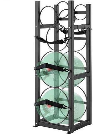 VEVOR Refrigerant Tank Rack, with 2 x 30lbs and Other 3 Small Bottle Tanks, Cylinder Tank Rack 12.79x12.99x47.12 in, Refrigerant Cylinder Rack and Holders for Freon, Gases, Oxygen, Nitrogen