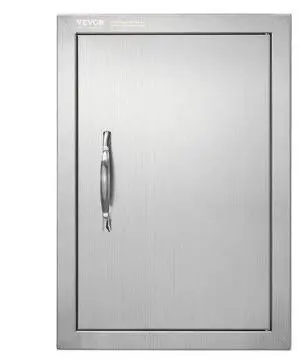 VEVOR BBQ Access Door, 14W x 20H Inch Single Outdoor Kitchen Door, Stainless Steel Flush Mount Door, Wall Vertical Door with Handle, for BBQ Island, Grilling Station, Outside Cabinet