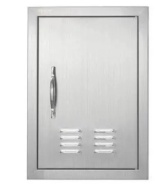 VEVOR BBQ Access Door, 14W x 20H Inch Single Outdoor Kitchen Door, Stainless Steel Flush Mount Door, Wall Vertical Door with Handle and vents, for BBQ Island, Grilling Station, Outside Cabinet