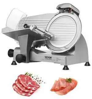 VEVOR Meat Slicer, 340W Electric Deli Food Slicer with 10" SUS420 Stainless Steel Blade and Built-in Sharpening Stone, 0-0.6 inch Adjustable Thickness for Commercial and Home Use, Cut Meat and Cheese