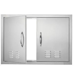 VEVOR BBQ Access Door, 30W x 21H Inch Double Outdoor Kitchen Door, Stainless Steel Flush Mount Door, Wall Vertical Door with Handles and Vents, for BBQ Island, Grilling Station, Outside Cabinet