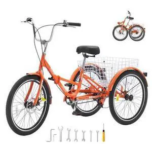 VEVOR Folding Adult Tricycle, 20-Inch Adult Folding Trikes, Lightweight Aluminum Alloy 3 Wheel Cruiser Bike with Large Rear Basket, Shopping Picnic Foldable Tricycles for Adults, Women, Men, Seniors