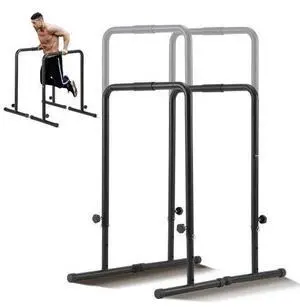 VEVOR Dip Bars, 440 lbs Capacity, Heave Duty Dip Stand Station with Adjustable Height, Fitness Workout Dip Bar Station Stabilizer Parallette Push Up Stand, Parallel Bars for Strength Training Home Gym