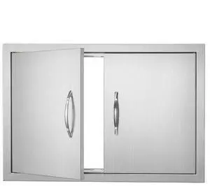 VEVOR BBQ Access Door, 28W x 19H Inch Double Outdoor Kitchen Door, Stainless Steel Flush Mount Door, Wall Vertical Door with Handles, for BBQ Island, Grilling Station, Outside Cabinet