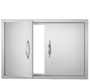 VEVOR BBQ Access Door, 30W x 21H Inch Double Outdoor Kitchen Door, Stainless Steel Flush Mount Door, Wall Vertical Door with Handles, for BBQ Island, Grilling Station, Outside Cabinet