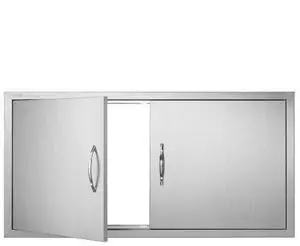 VEVOR BBQ Access Door, 42W x 21H Inch Double Outdoor Kitchen Door, Stainless Steel Flush Mount Door, Wall Vertical Door with Handles, for BBQ Island, Grilling Station, Outside Cabinet