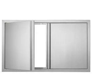 VEVOR BBQ Access Door, 36W x 21H Inch Double Outdoor Kitchen Door, Stainless Steel Flush Mount Door, Wall Vertical Door with Recessed Handles , for BBQ Island, Grilling Station, Outside Cabinet