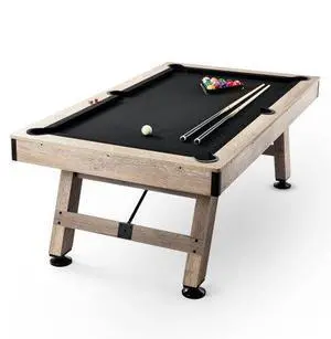 VEVOR Billiards Table, 7 ft Pool Table, Adjust Legs Stable Billiards Table, Pool Table Set Includes Balls, Cues, Chalks and Brush, Wood Color with Black Cloth, Perfect for Family Game Room Kids Adults