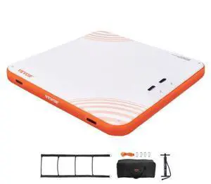 VEVOR Inflatable Floating Dock, 7 x 7FT Inflatable Dock Platform, Non-Slip Water Floating Dock Mat with Portable Carrying Bag & Detachable Ladder, Floating Platform Island Raft for Pool Beach Ocean