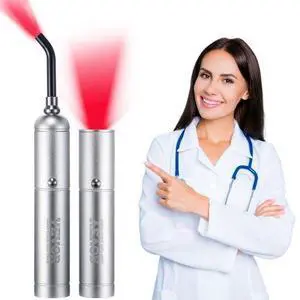 VEVOR Red Light Therapy Device with Removable Tip, 2 in 1 Facial & Body Light Therapy Wand for Joint Mouth Nose Ear, Handheld Red Light Healing Therapy Torch & 5 Wavelength, Pulse Mode for Pain Relief