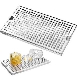 VEVOR Beer Drip Tray, 304 Stainless Steel Kegerator Drip Trays with 4 Non-Slip Rubber Pads and Detachable Cover, Heat / Cold Resistant Beer Tower Drip Pan for Bar Restaurant Coffee Shop Home