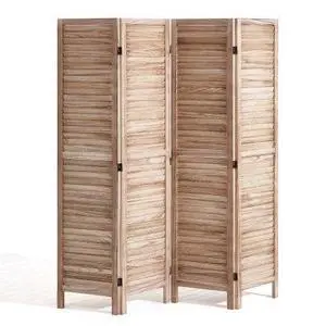 VEVOR  Wood Room Divider, 4 Panel Wood Folding Privacy Screen, 66.9 Inches Tall Indoor Louvered Wooden Partition, Portable Decoration Screen, for Room Separation, Home, Office, Restaurant & Bedroom