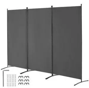 VEVOR  Room Divider, 3 Panel Room Divider, Folding Privacy Screen and Portable Partition Divider for Room Separation, Freestanding Room Partitions for Office, Bedroom, Living Room, Grey