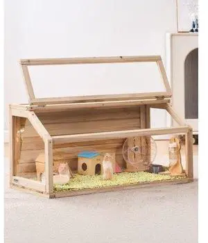 VEVOR Wooden Hamster Cage Habitat 32 in Clear Mice Rodents Small Animals Cage