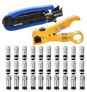 VEVOR Coax Cable Crimper Kit Coaxial Cable Compression Tool Kit with Crimp Tool