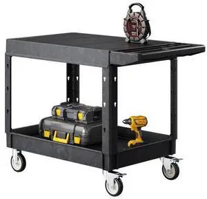 VEVOR 2-shelf Utility Cart 550 lbs 37 x 25.4-inch Service Cart with Wheels