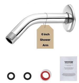 VEVOR Shower Head Arm with Flange 6 Inches Wall Mounted Stainless Steel Chrome Finish