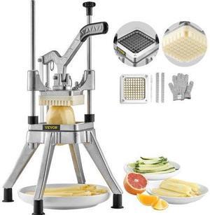 VEVOR Commercial Vegetable Fruit Chopper 3/8 Blade Heavy Duty Professional Food Dicer Kattex French Fry Cutter Onion Slicer Stainless Steel for Tomato Peppers Potato Mushroom, Sliver
