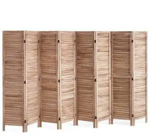 VEVOR  Wood Room Divider, 8 Panel Wood Folding Privacy Screen, 66.9 Inches Tall Indoor Louvered Partition Divider, Portable Decoration Screen, for Room Separation, Home, Office, Restaurant & Bedroom