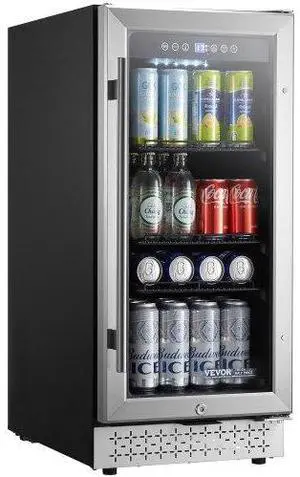VEVOR Beverage Refrigerator Cooler 88 Can Mini Soda Beer Cooler Fridge Glass Door