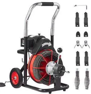 VEVOR  Drain Cleaner Machine Electric Drain Auger 100FT x 3/8 In Auto Feed
