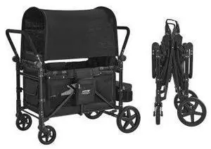 VEVOR Wagon Stroller for 4 Kids Push Pull Quad Collapsible Stroller 330LBS Loading