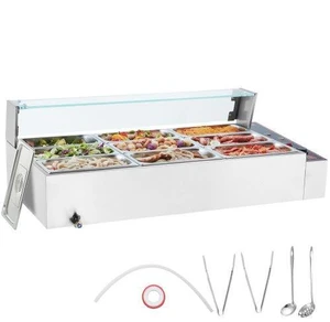 VEVOR Commercial Electric Food Warmer Countertop Buffet 9*5Qt with Glass Shield VEVOR Commercial Electric Food Warmer Countertop Buffet 9*5Qt with Glass Shield