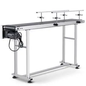 VEVOR  Belt Conveyor, 59 x 7.8 inch Conveyor Table, Heavy Duty Stainless Steel Motorized Belt Conveyor for Inkjet Coding Applications Powered PVC Belt Anti-Static Adjustable Speed (Double Guardrail)