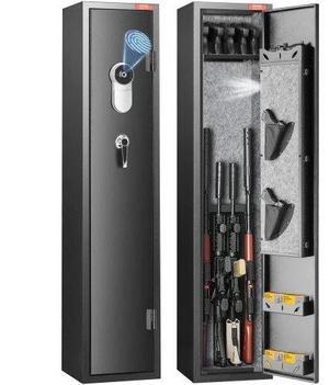 VEVOR  5 Rifles Gun Safe, Rifle Safe with Fingerprint Lock, Quick Access Gun Storage Cabinet for Shotguns with Removable Shelf, Pistol Rack, Ammo Storage Box for Home Long Gun and Pistols