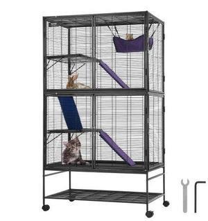 VEVOR  64.6" Metal Small Animal Cage 4-Tier Rolling Ferret Cage with Tray 3 Ramps